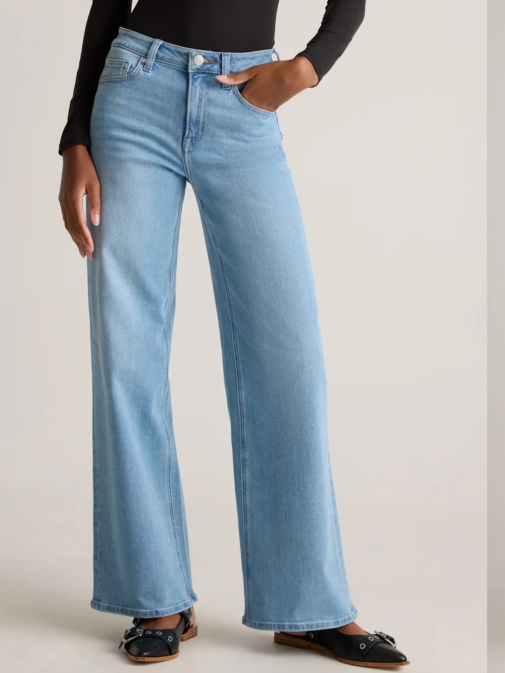 Quince Light Blue Wide-Leg Jeans